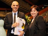 Alain Berset und Marina Carobbio an der Feier in Biel.