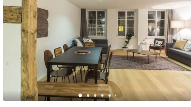 Screenshot von der airbnb-Homepage: 3 Zimmer, Beste Lage, selbst bei einer 50% Belegung schon mehr als CHF 6'000 Mietzinseinnahmen pro Monat.