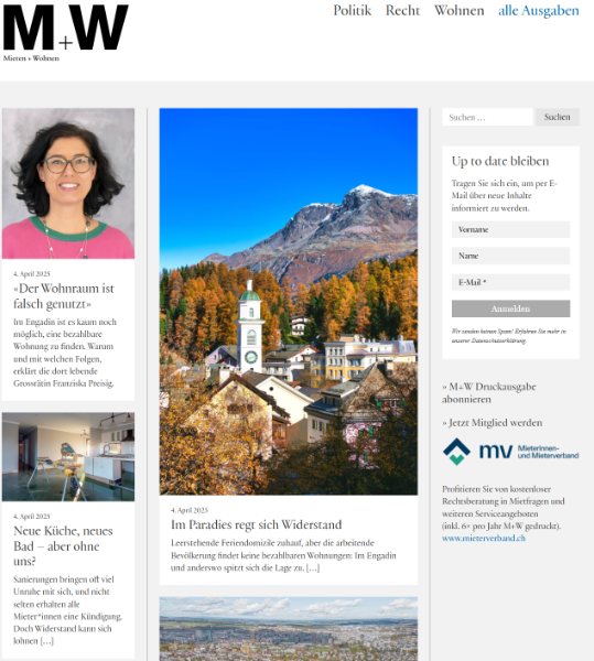 Screenshot Website M+W